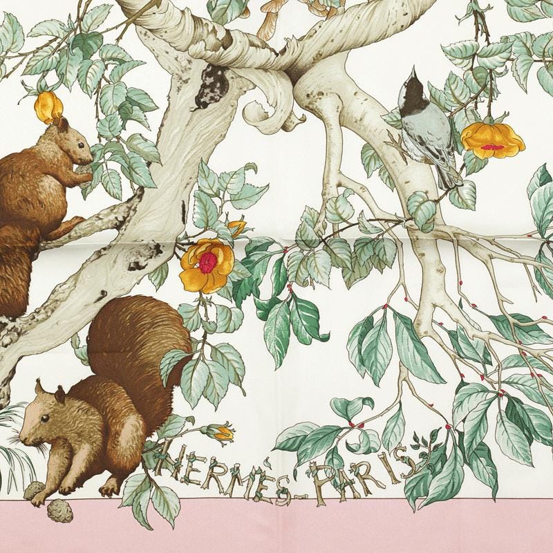 Hermes Scarf "Au Coeur des Bois" by Zoe Pauwels 90cm Silk
