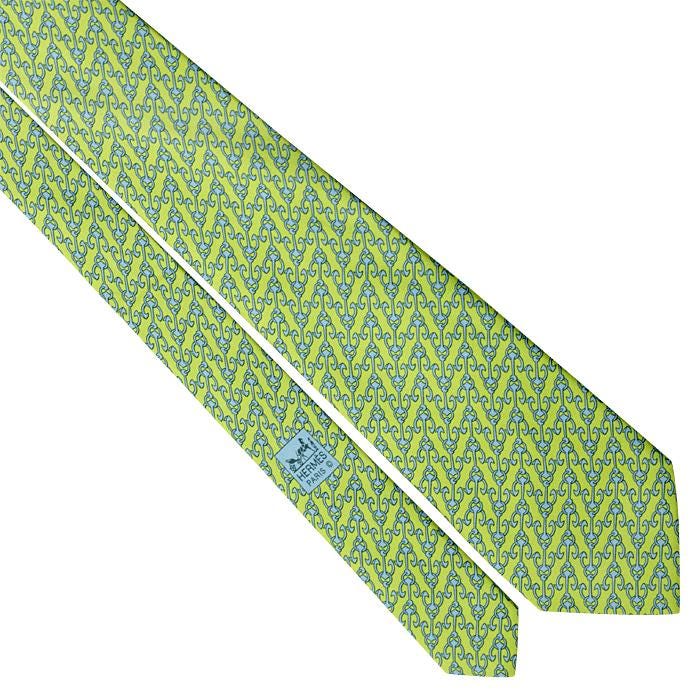 Hermes Men's Silk Tie Anchors Geometric Pattern 5358 | Necktie Cravate