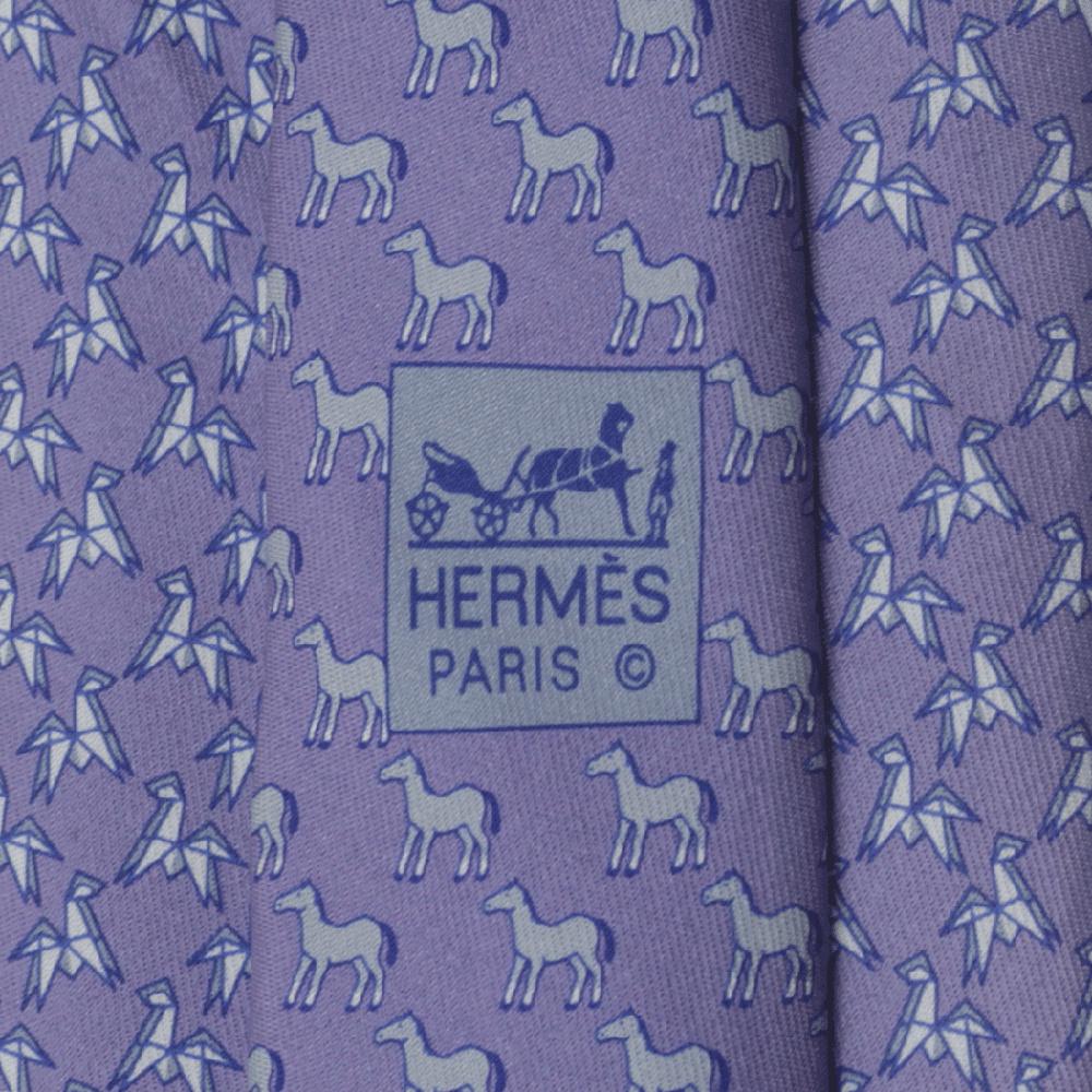 Hermes Men's Silk Tie Whimsical Origami Horse Pattern 625747 | Necktie Cravate