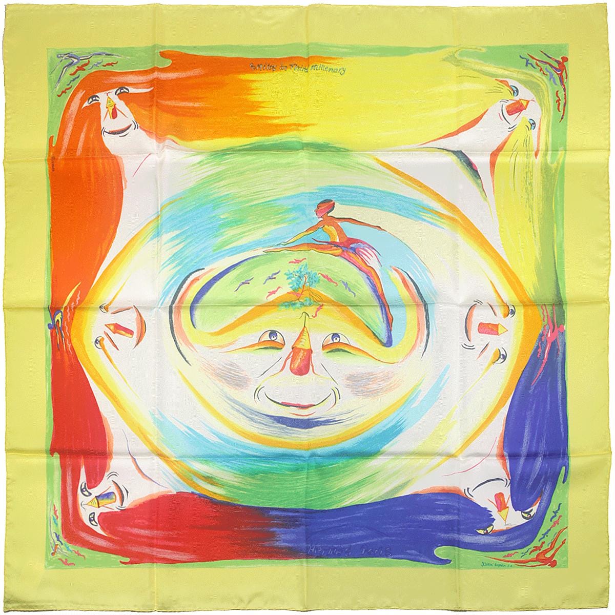 Hermes Scarf "Smiles in Third Millenary" by Sefedin Kwumi 90cm Silk | NWT