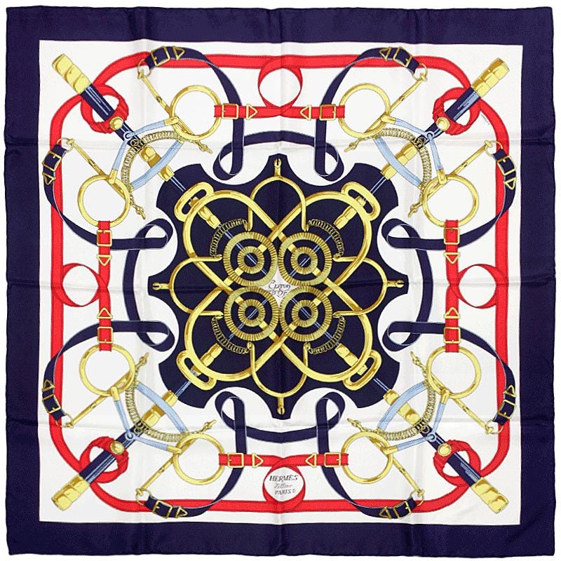Hermes Scarf "Eperon d'Or" by Henri d'Origny 90cm Silk