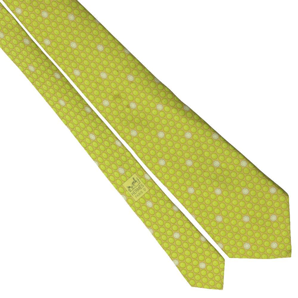 Hermes Men's Silk Tie Whimsical Citrus Pattern 5300 | Necktie Cravate