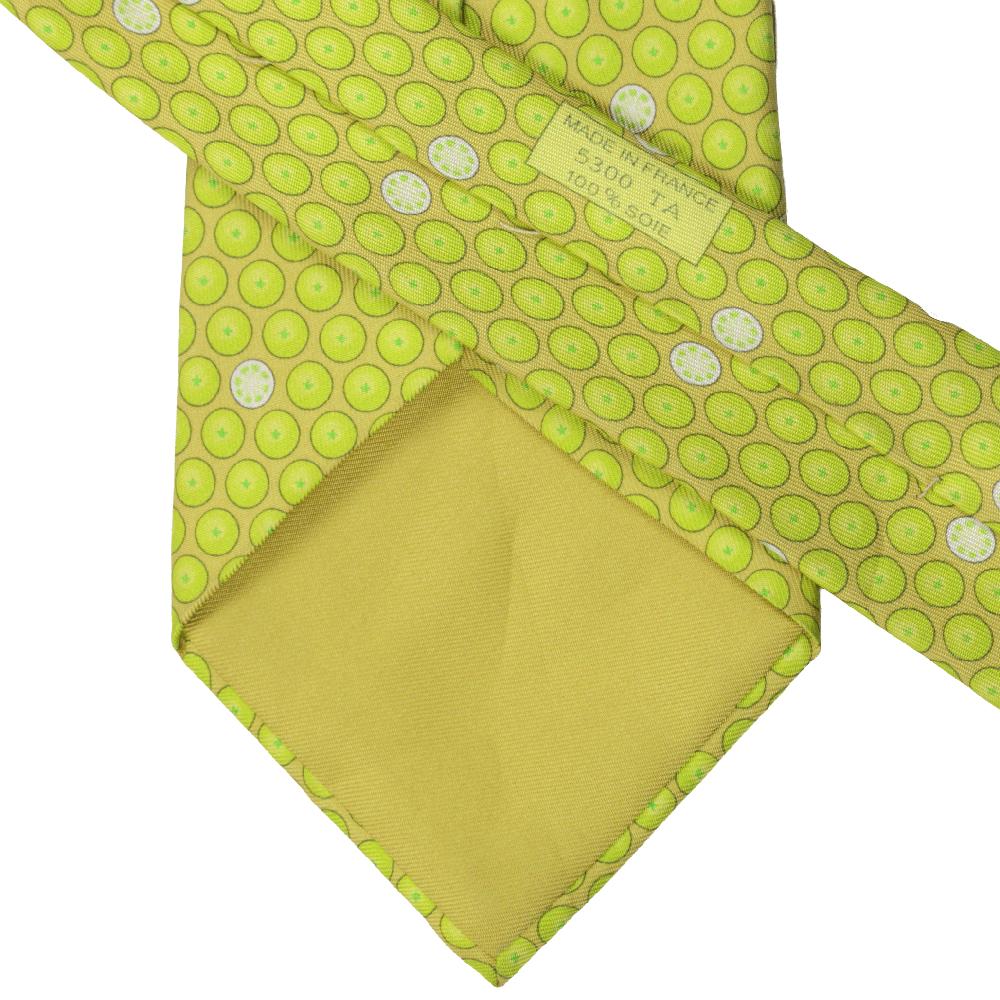 Hermes Men's Silk Tie Whimsical Citrus Pattern 5300 | Necktie Cravate