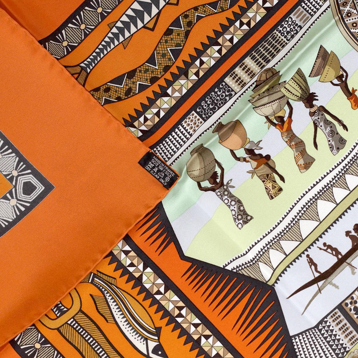 Hermes Scarf "Vie du Fleuve" by Aline Honore 90cm Silk