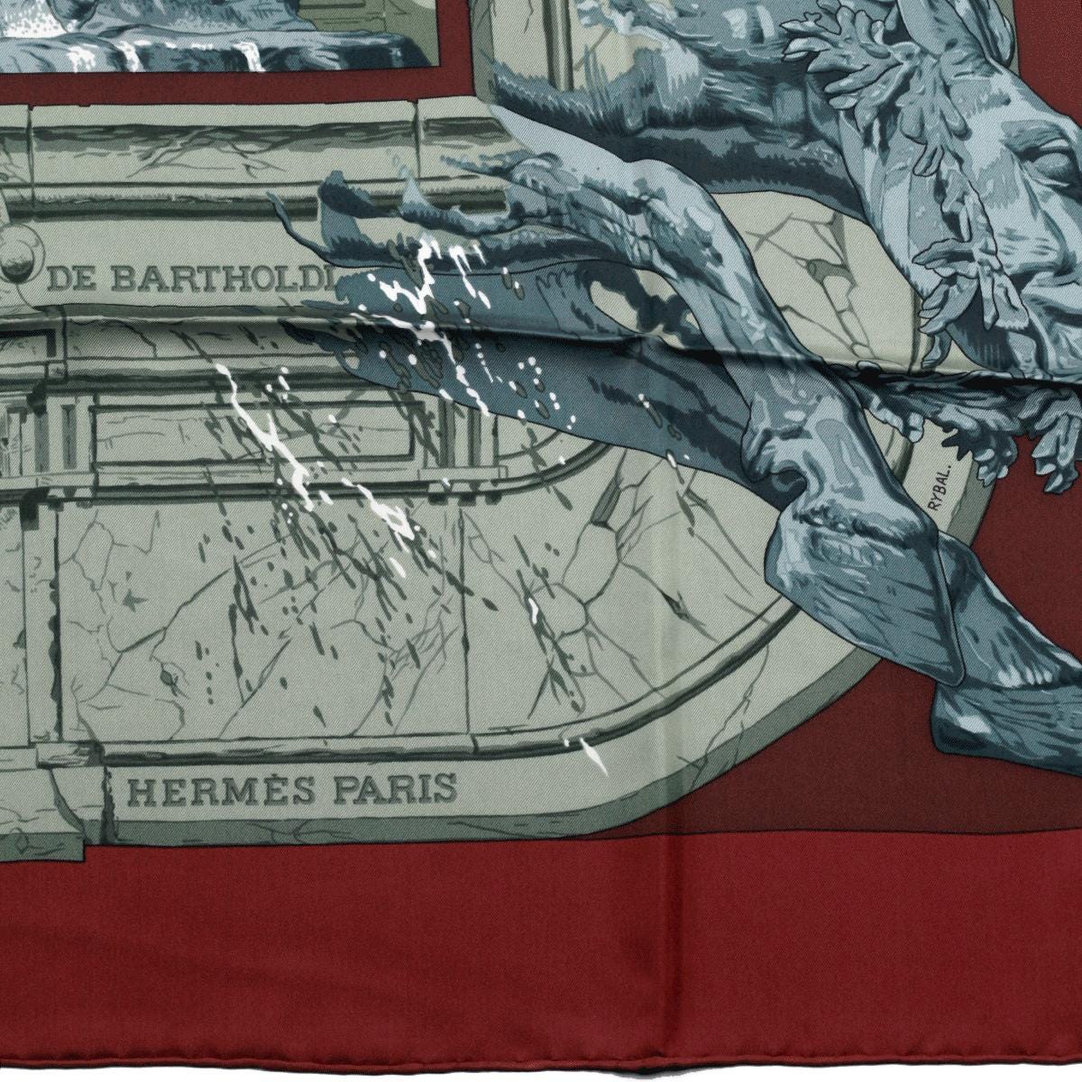 Hermes Scarf "La Fontaine de Bartholdi" by Vladimir Rybaltchenko 90cm Silk