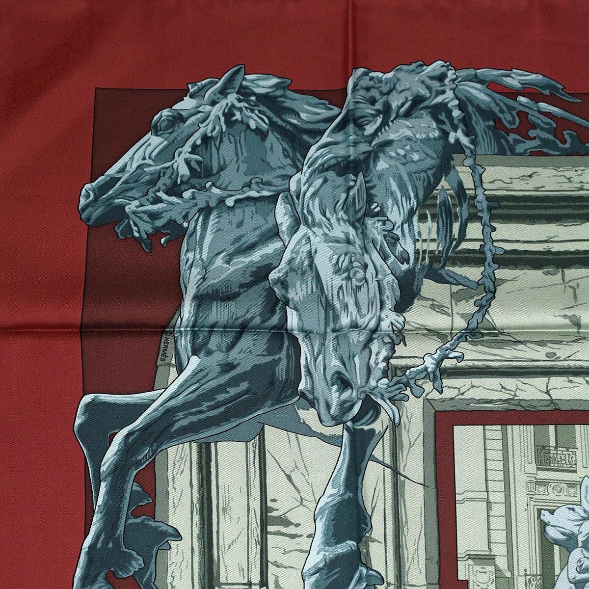 Hermes Scarf "La Fontaine de Bartholdi" by Vladimir Rybaltchenko 90cm Silk