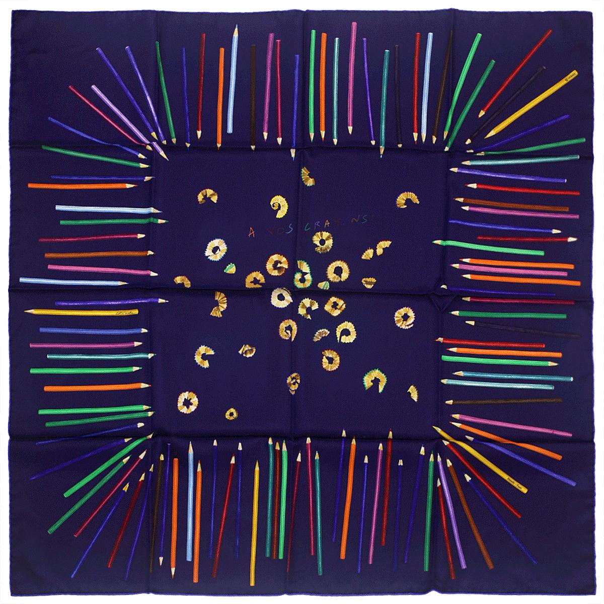 Hermes Scarf "A Vos Crayons" by Leigh P. Cook 90cm Silk | Carre