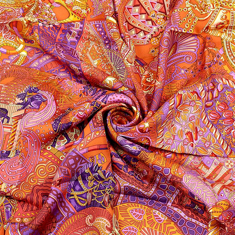 Hermes Scarf "Au Fil du Carre" by Annie Faivre 90cm Silk | Carre Foulard