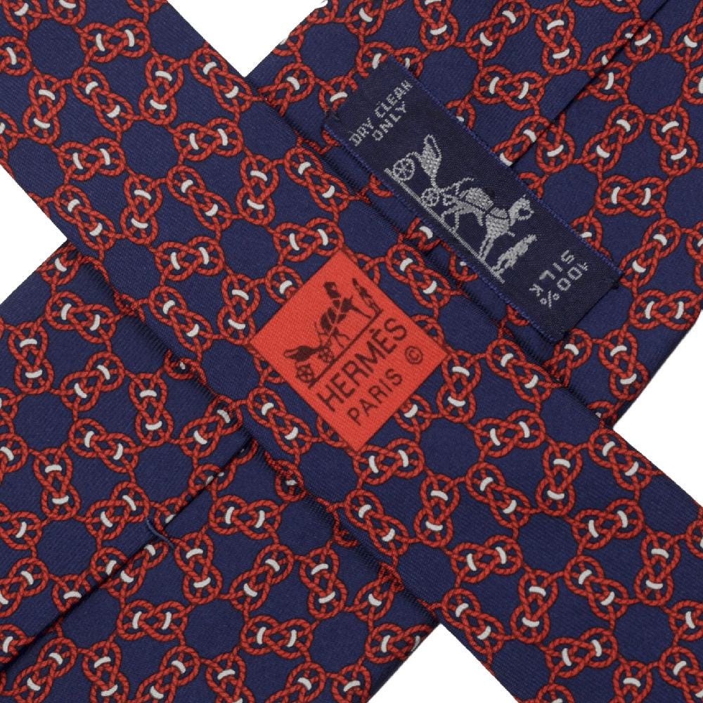 Hermes Men's Silk Tie Geometric Pattern 5435