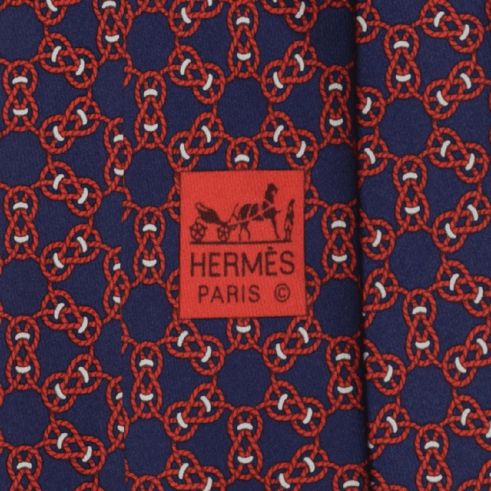 Hermes Men's Silk Tie Geometric Pattern 5435