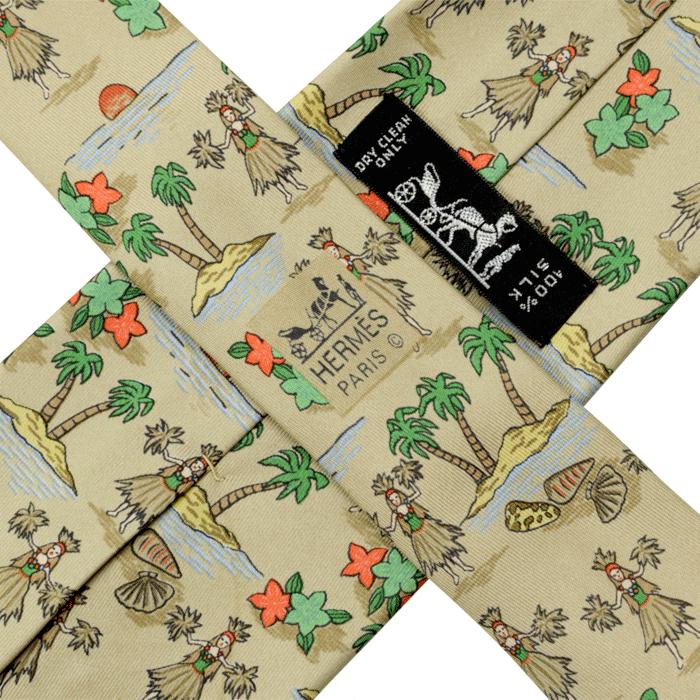 Hermes Men's Silk Tie Whimsical Hula Girls Pattern 7554 | Necktie Cravate