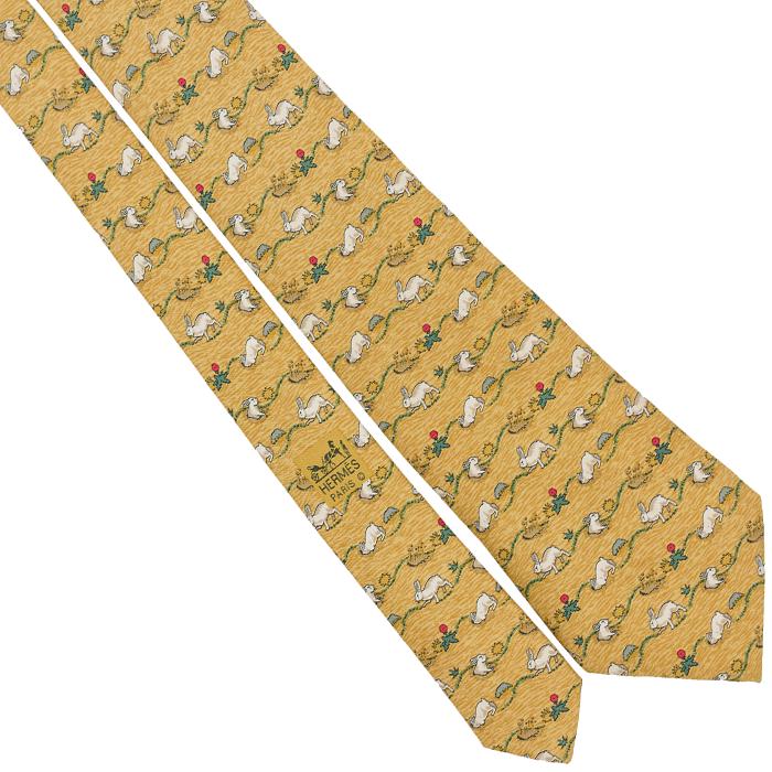 Hermes Men's Silk Tie Whimsical Rabbits Pattern 7689 | Necktie Cravate
