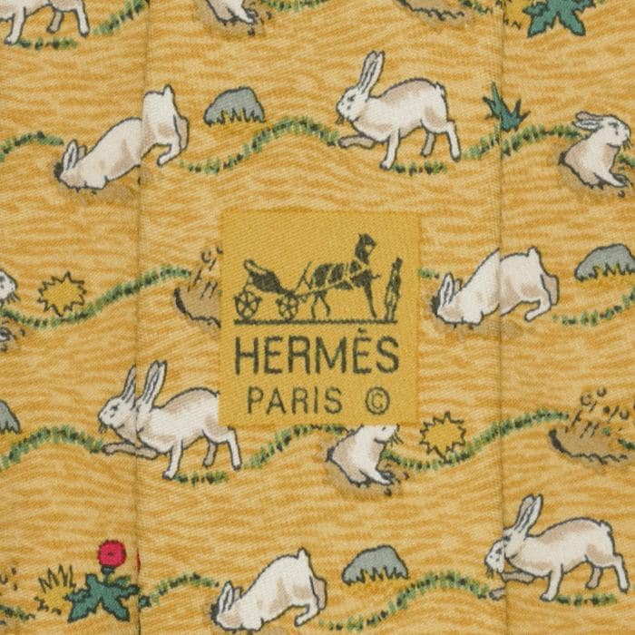 Hermes Men's Silk Tie Whimsical Rabbits Pattern 7689 | Necktie Cravate