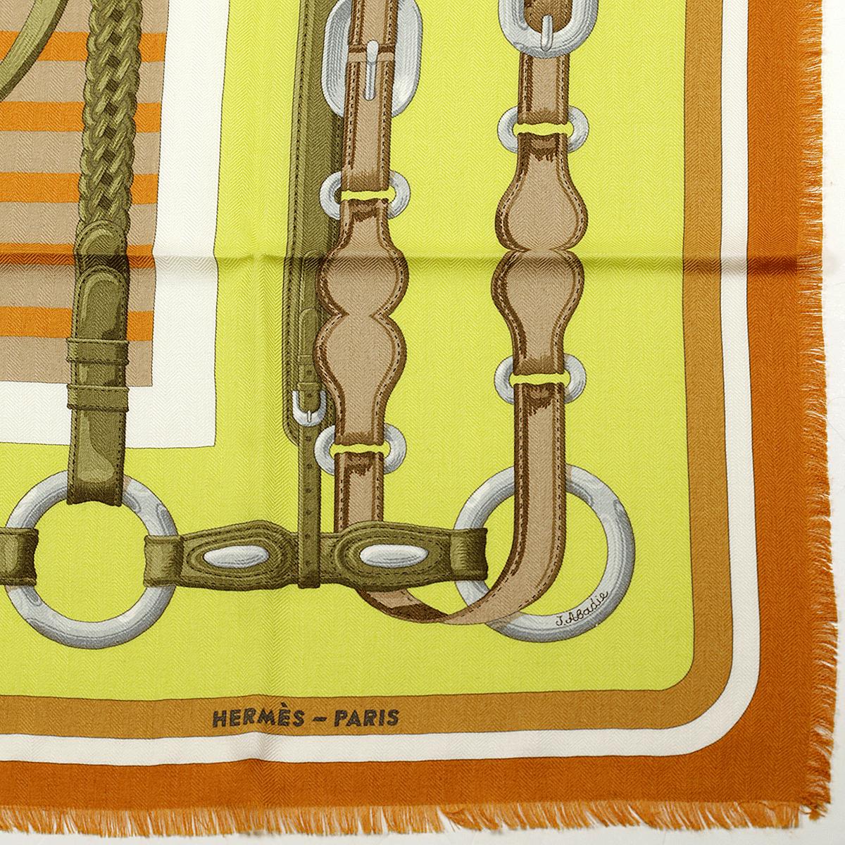 Hermes Scarf "Coaching" by Julia Abadie 90cm Cashmere Frange