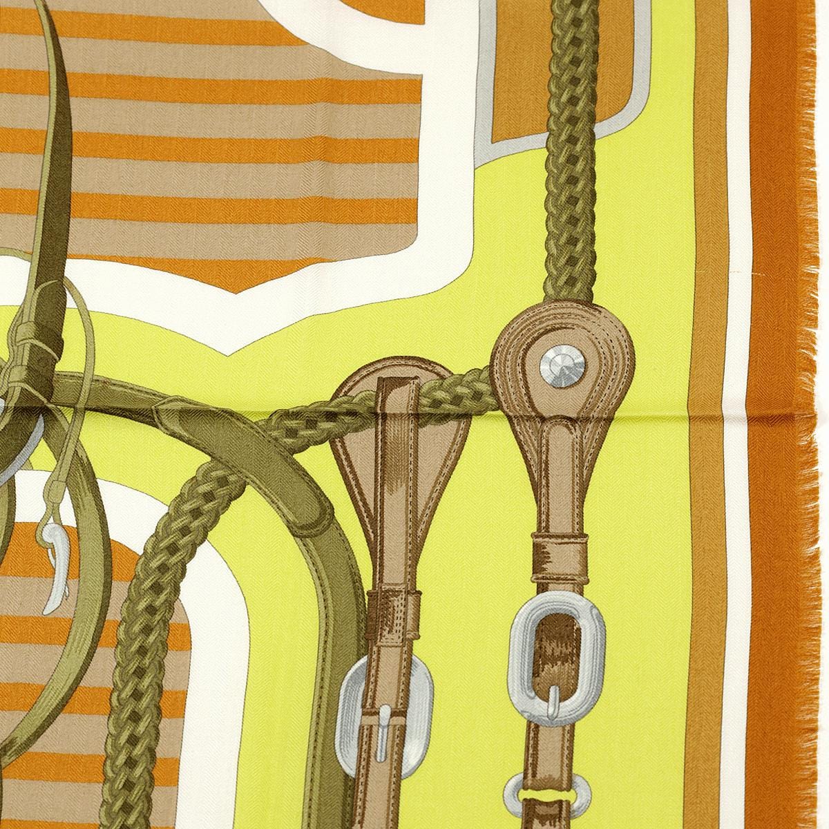 Hermes Scarf "Coaching" by Julia Abadie 90cm Cashmere Frange