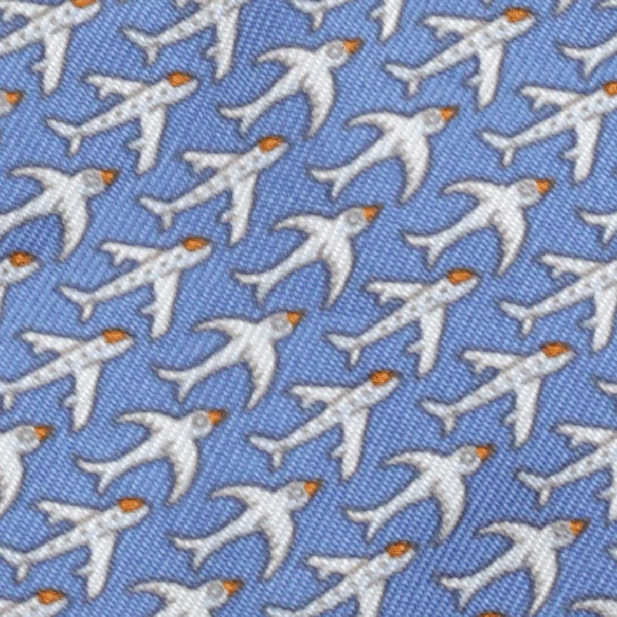 Hermes Men's Silk Bowtie Whimsical Airplanes and Birds Pattern | Necktie Cravate Bow Tie