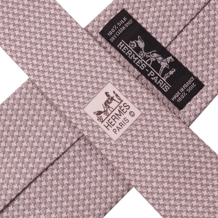Hermes Men's Silk Tie Houndstooth Pattern 045559 | Necktie Cravate