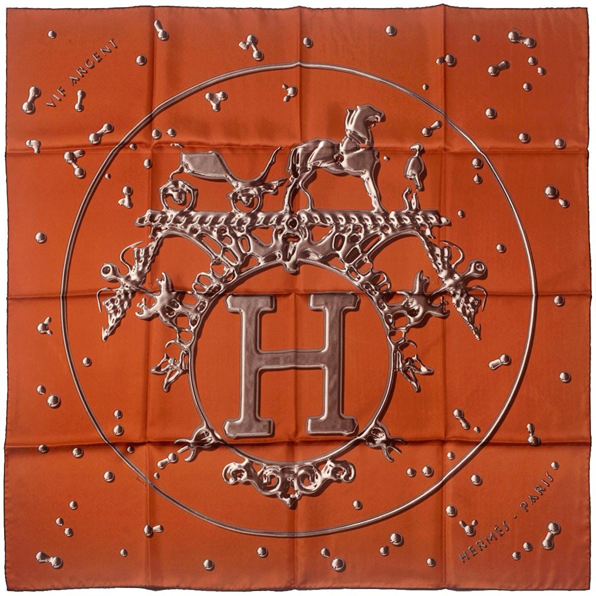 Hermes Scarf "Vif Argent" by Dimitri Rybaltchenko 90cm Silk