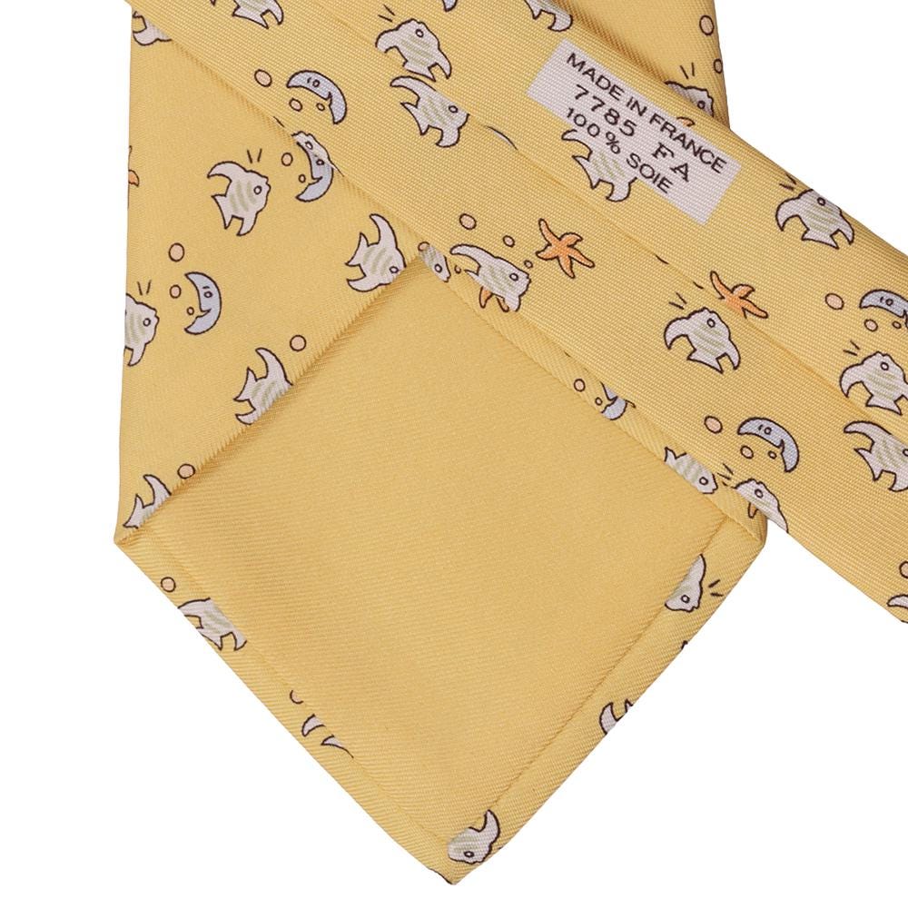 Hermes Men's Silk Tie Fish and Moon Pattern 7785 | Necktie Cravate