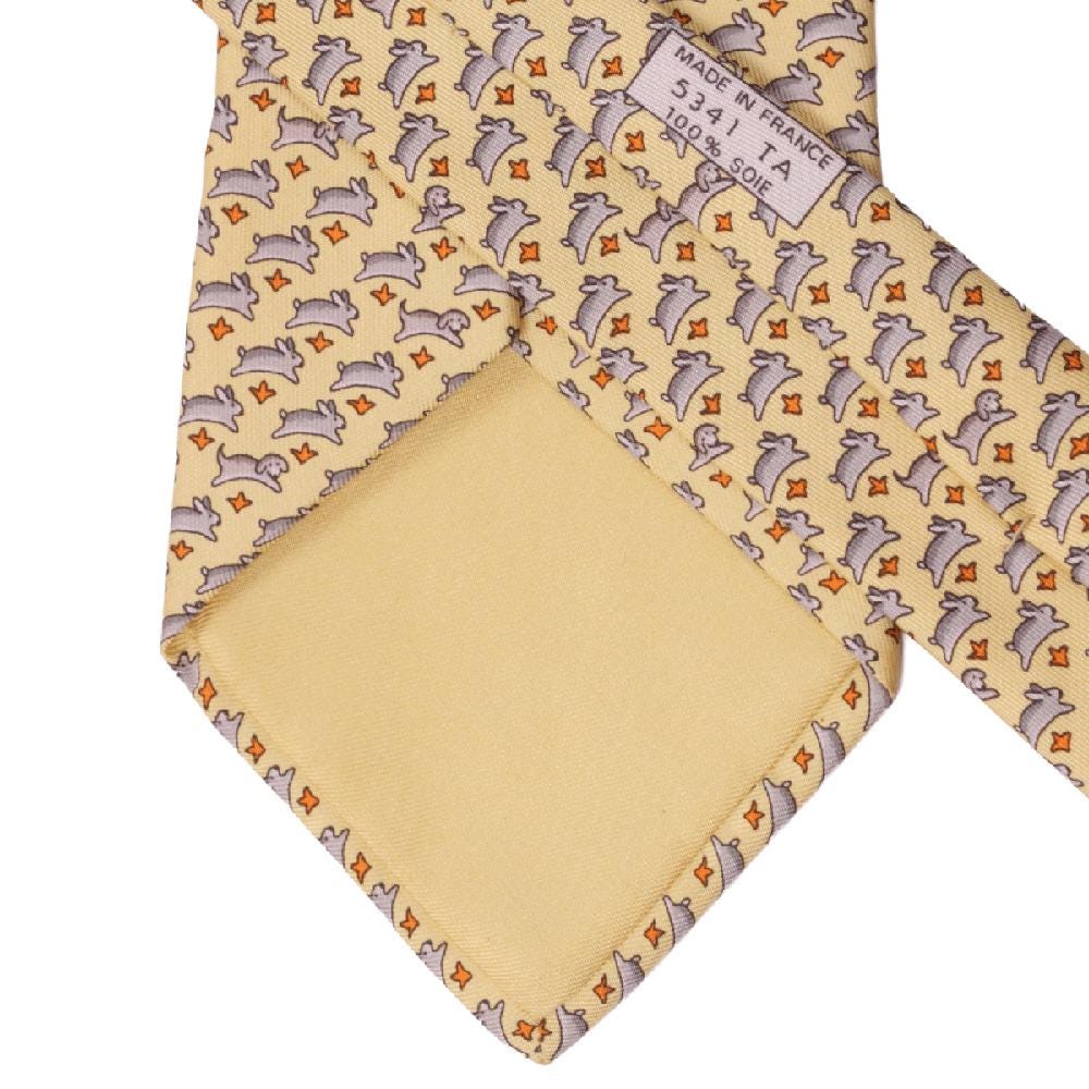 Hermes Men's Silk Tie Whimsical Rabbits Pattern 5341 | Necktie Cravate