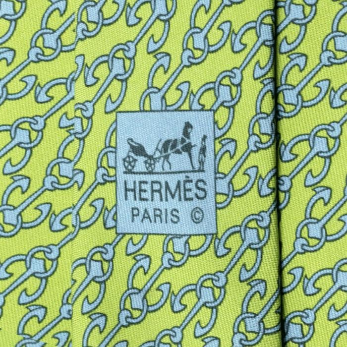 Hermes Men's Silk Tie Anchors Geometric Pattern 5358 | Necktie Cravate