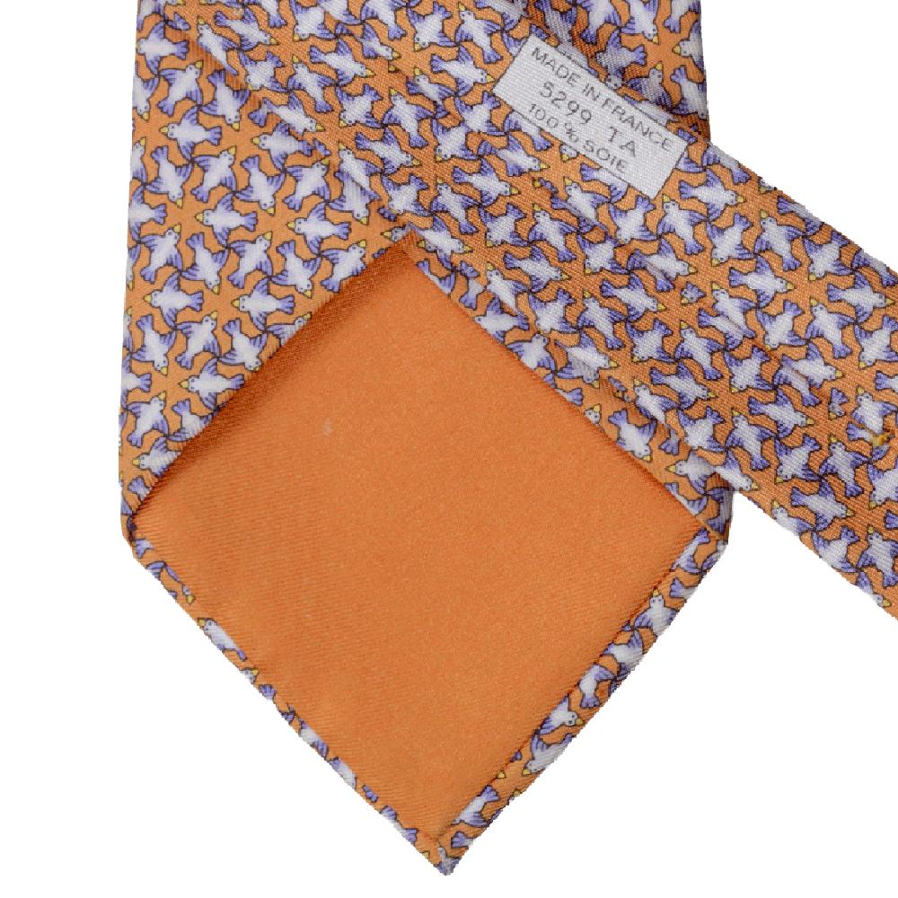 Hermes Men's Silk Tie Whimsical Circling Birds Pattern 5299 | Necktie Cravate
