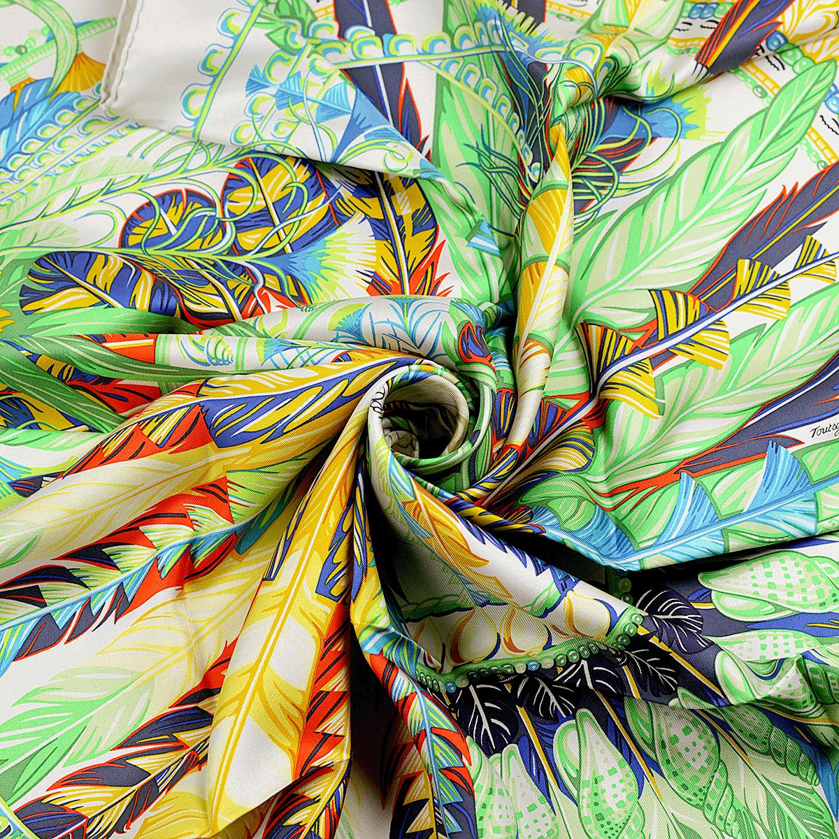 Hermes Scarf "Danse Pacifique" by Laurence Bourthoumieux 90cm Silk