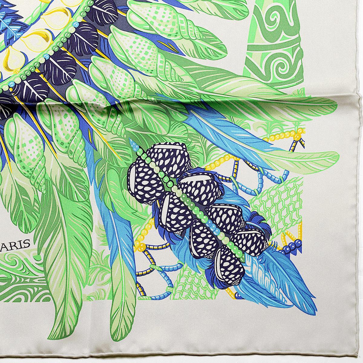 Hermes Scarf "Danse Pacifique" by Laurence Bourthoumieux 90cm Silk