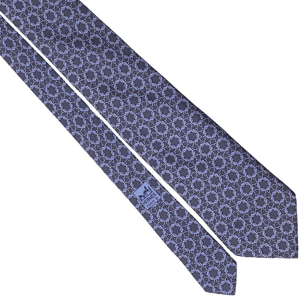 Hermes Men's Silk Tie Geometric Pattern 7935