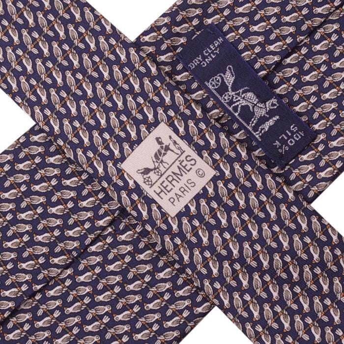 Hermes Men's Silk Tie Bird on a Wire Pattern 5514 | Necktie Cravate