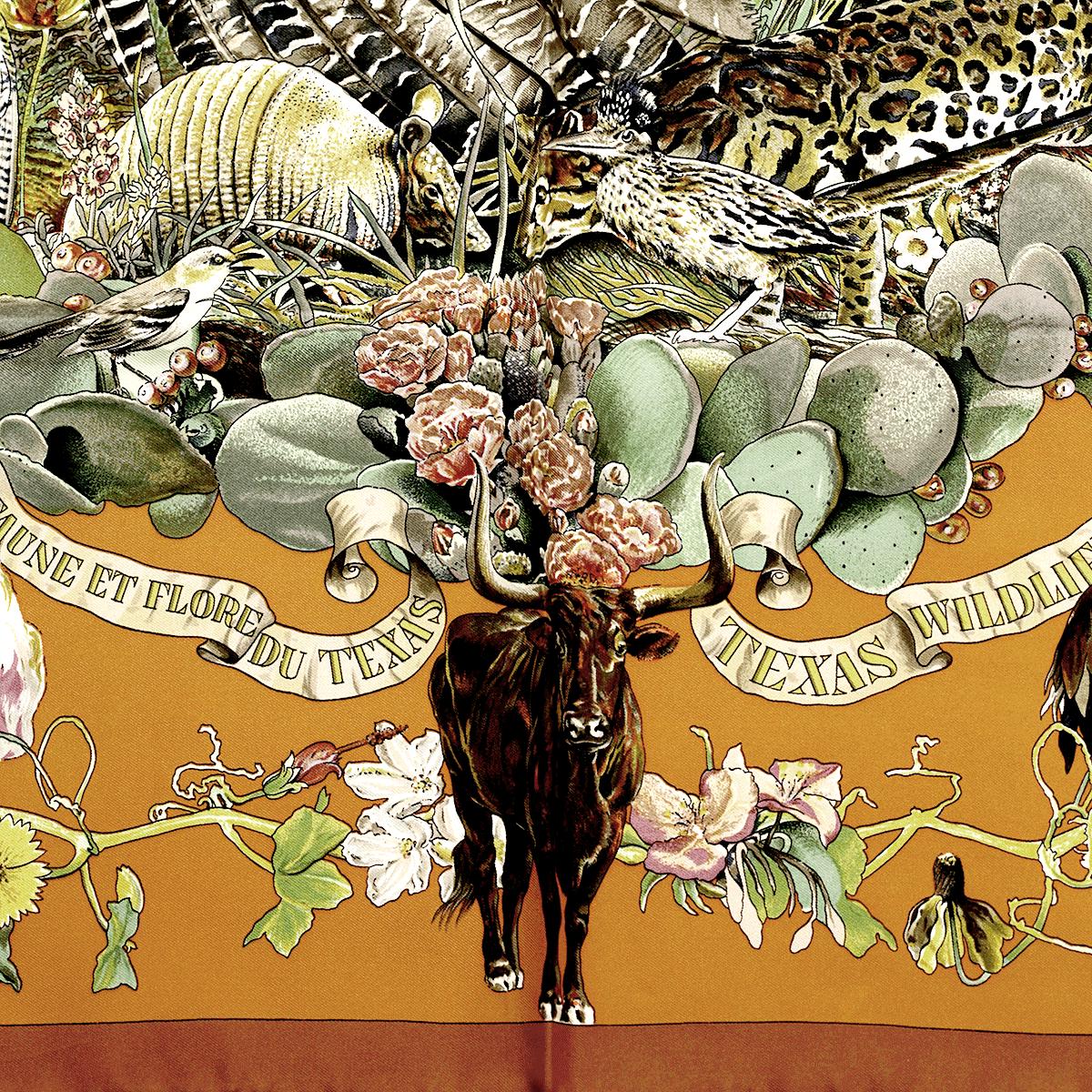 Hermes Scarf "Faune et Flora du Texas" by Kermit Oliver 90cm Silk