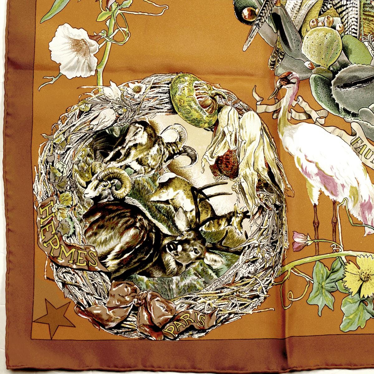 Hermes Scarf "Faune et Flora du Texas" by Kermit Oliver 90cm Silk