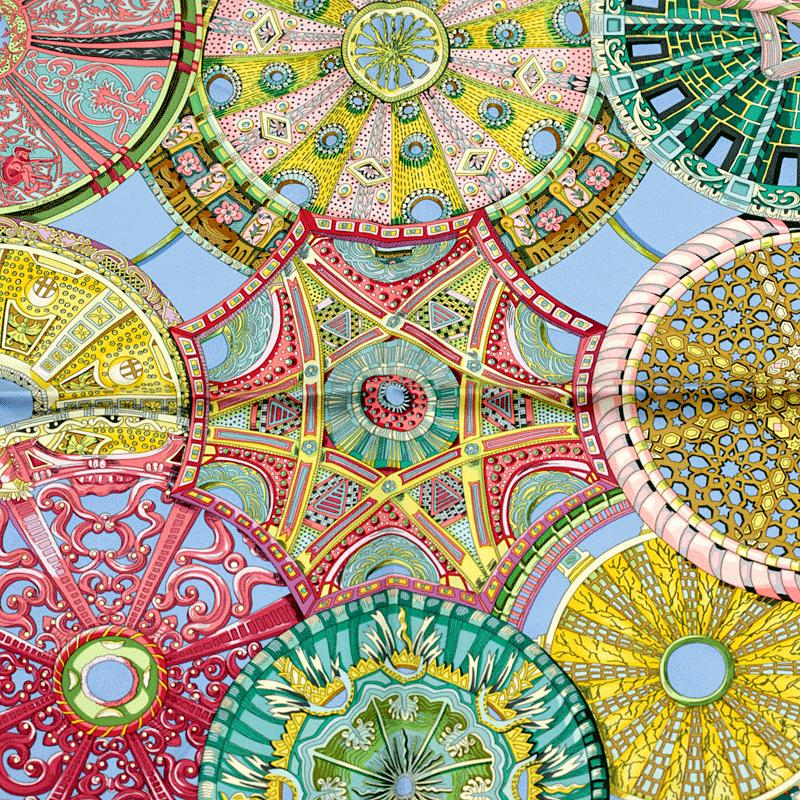 Hermes Scarf "Domes Celestes" by Annie Faivre 90cm Silk | Foulard Carre