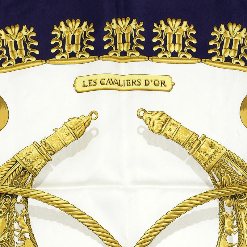 Hermes Scarf "Cavaliers d'Or" by Vladimir Rybaltchenko Vintage 90cm Silk | Foulard Carre