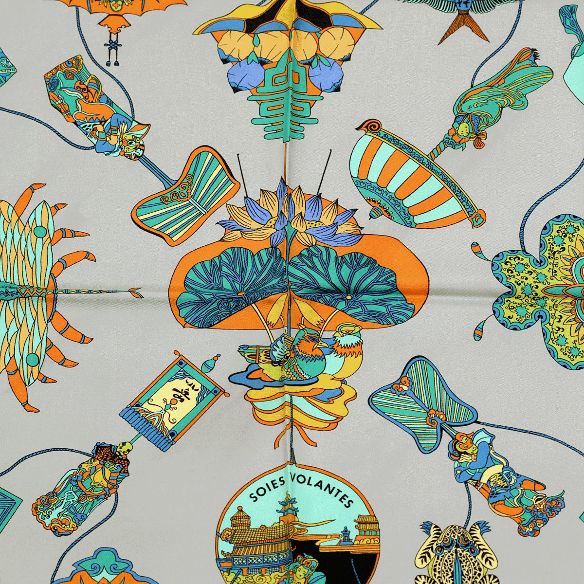 Hermes Scarf "Soies Volantes" by Loic Dubigeon 90cm Silk | Carre Foulard Rare
