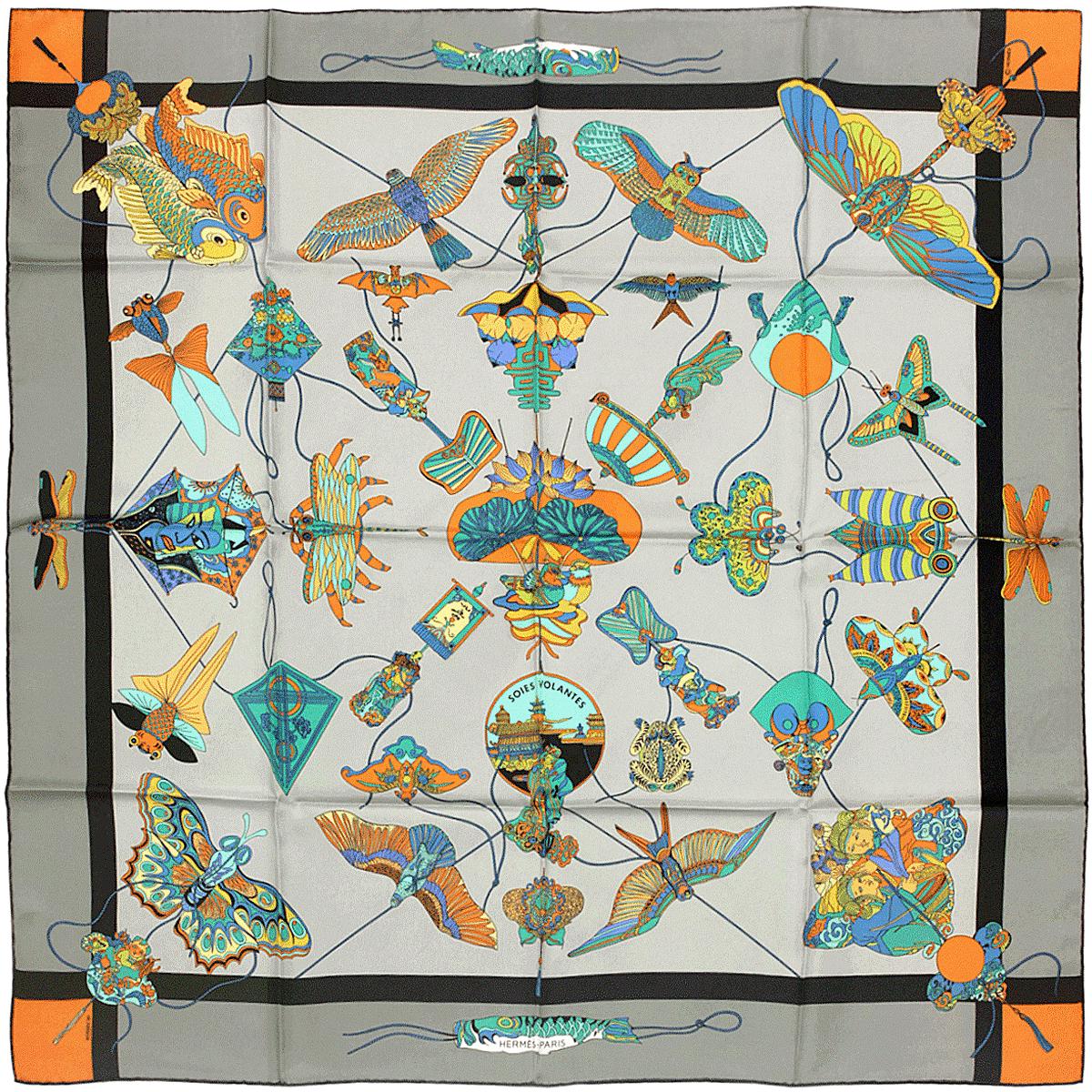 Hermes Scarf "Soies Volantes" by Loic Dubigeon 90cm Silk | Carre Foulard Rare