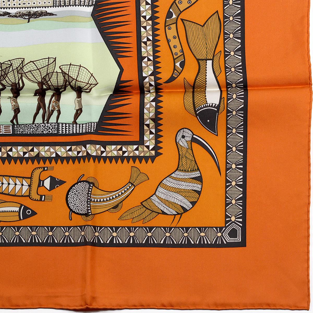 Hermes Scarf "Vie du Fleuve" by Aline Honore 90cm Silk