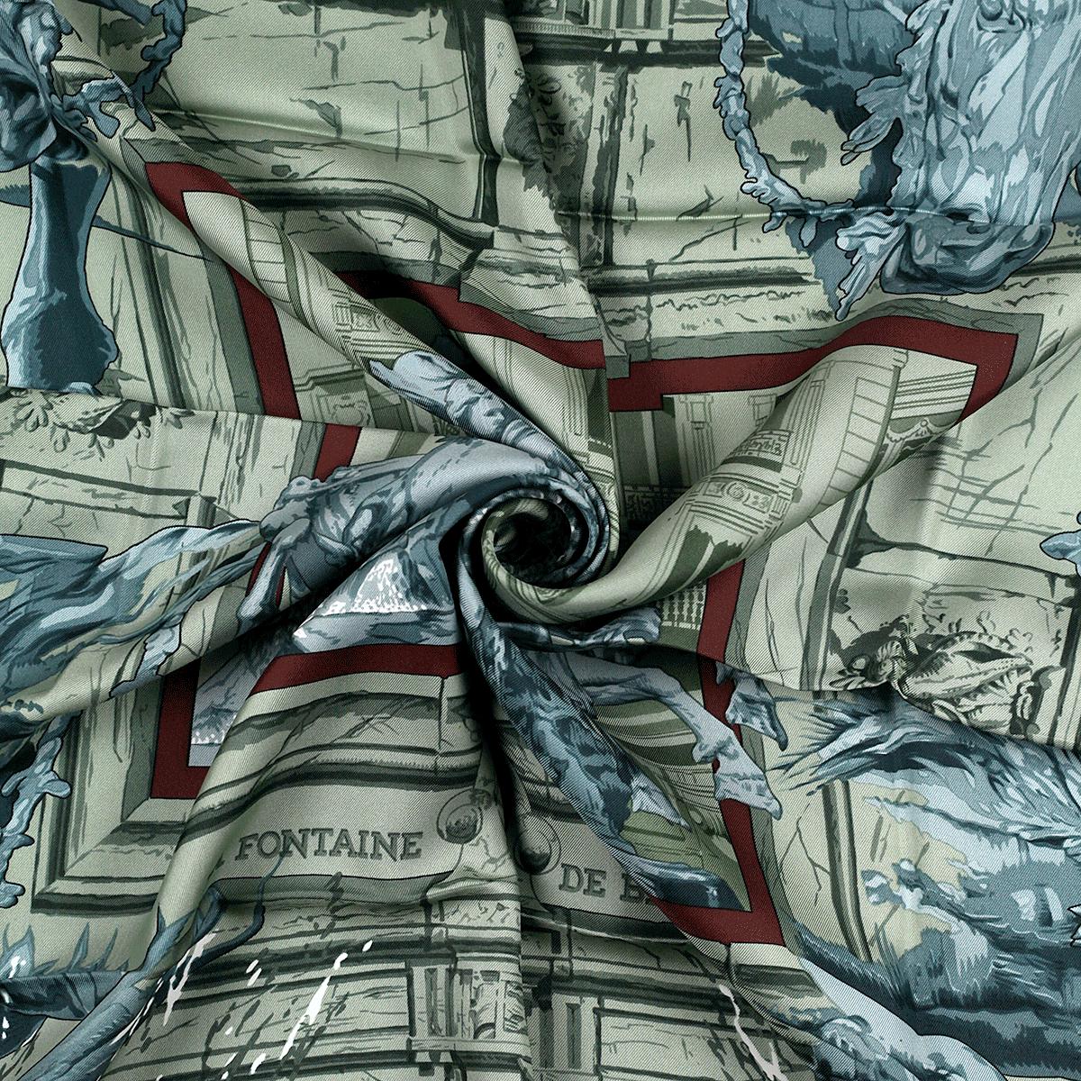 Hermes Scarf "La Fontaine de Bartholdi" by Vladimir Rybaltchenko 90cm Silk