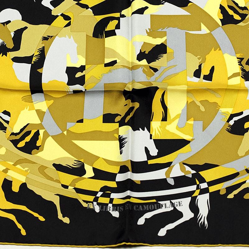 Hermes Scarf "Ex-Libris en Camouflage" by Benoit Pierre Emery 90cm Silk | Carre Foulard