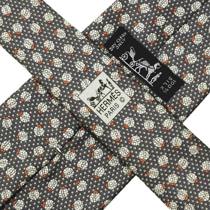 Hermes Men's Silk Tie Whisical Ladybugs Pattern 5597