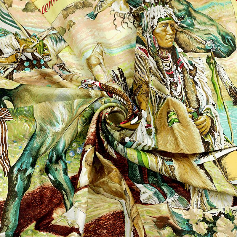 Hermes Scarf "Les Cheyennes" by Kermit Oliver 90cm Silk | Grail