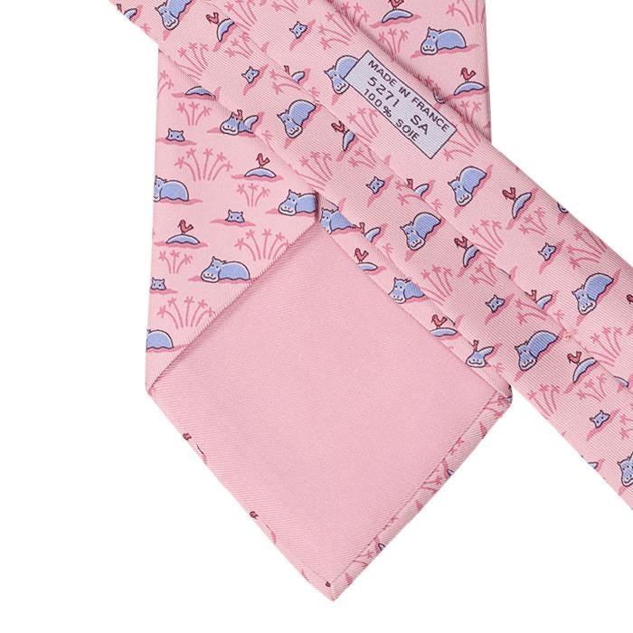 Hermes Men's Silk Tie Whimsical Hippos Pattern 5271 | Necktie Cravate