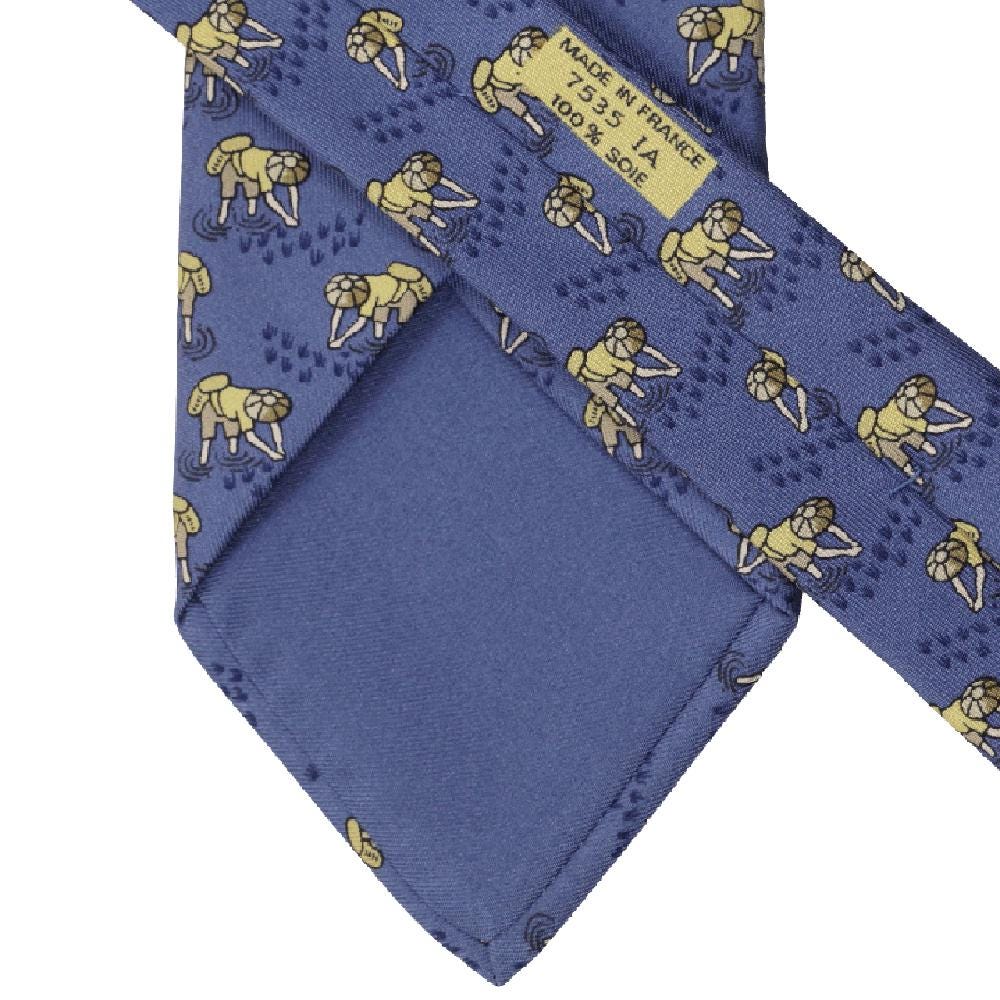 Hermes Men's Silk Tie Whimsical Rice Farmers Pattern 7935 | Necktie Cravate
