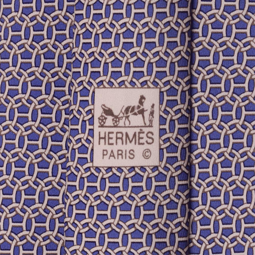 Hermes Men's Silk Tie H Geometric Pattern 5400 | Necktie Cravate