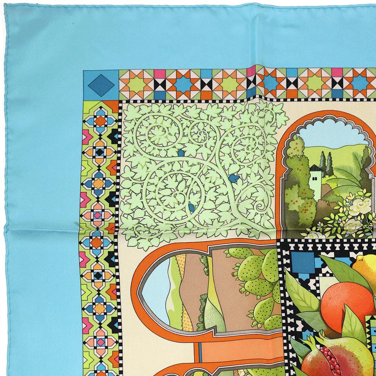 Hermes Scarf "Les Jardins d'Andalousie" by Aline Honore 90cm Silk | Carre Foulard