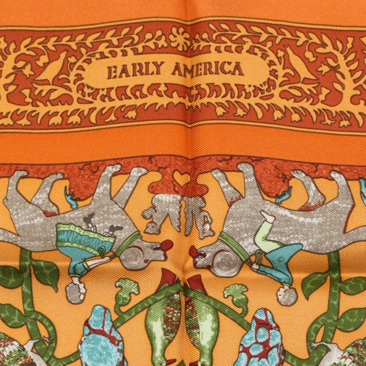 Hermes Scarf 45cm "Early America" by Françoise De La Perriere Silk Gavroche