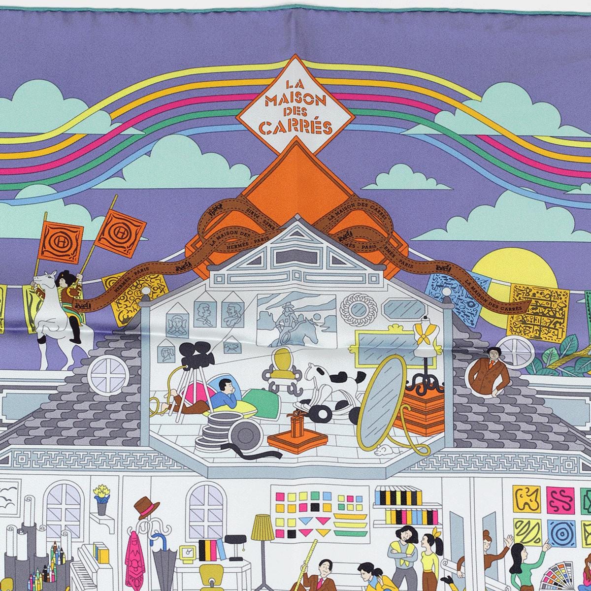 Hermes Scarf "La Maison des Carrés" by Pierre Marie 90cm Silk | Carre Foulard