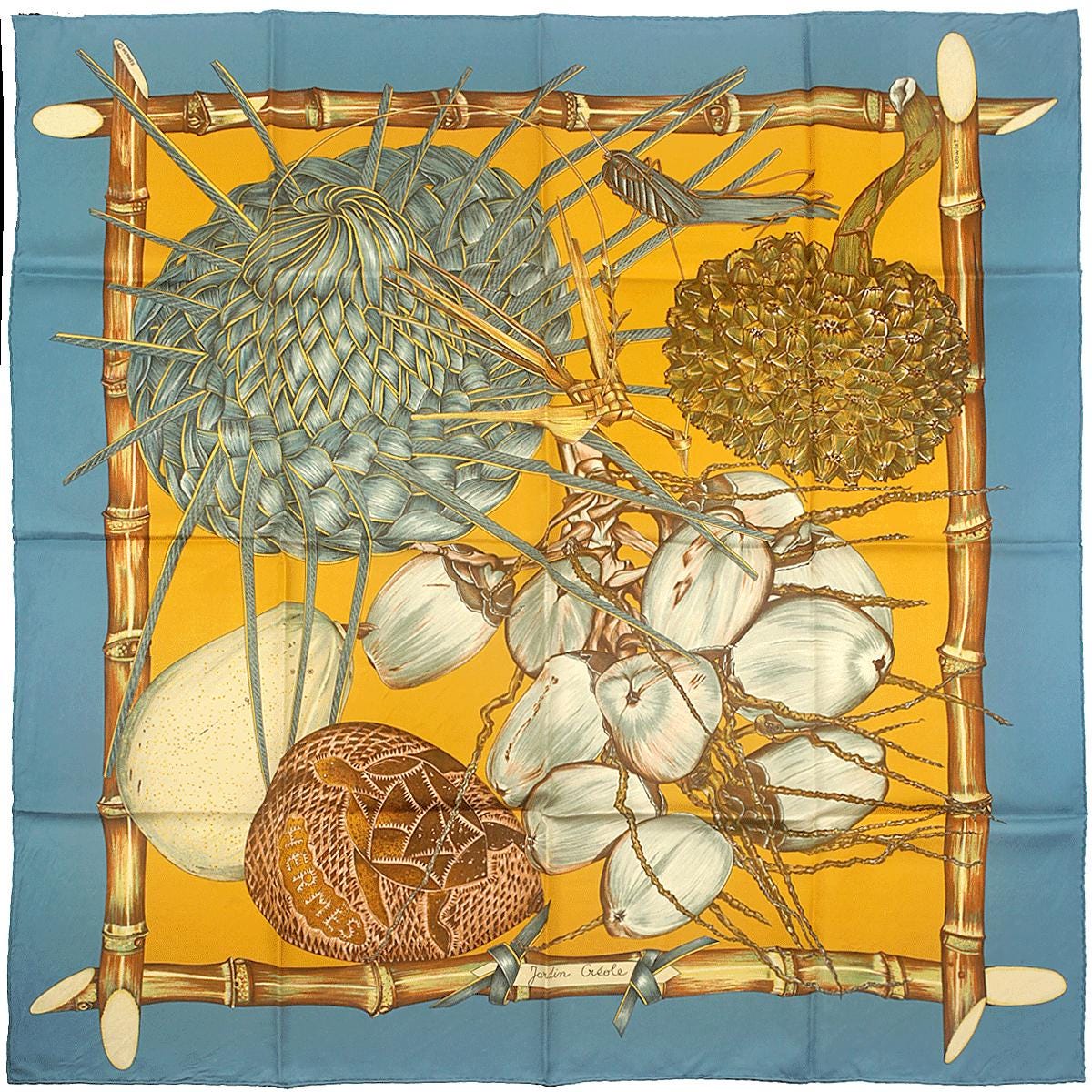 Hermes Scarf "Jardin Creole" by Valerie Dawlat Dumoulin Vintage 90cm Silk | Carre Foulard