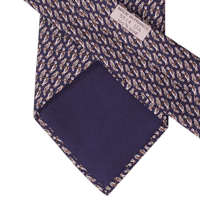 Hermes Men's Silk Tie Bird on a Wire Pattern 5514 | Necktie Cravate