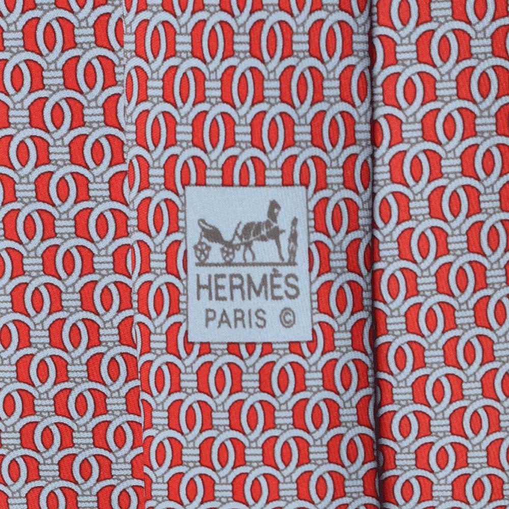 Hermes Men's Silk Tie Geometric Pattern 5586 | Necktie Cravate